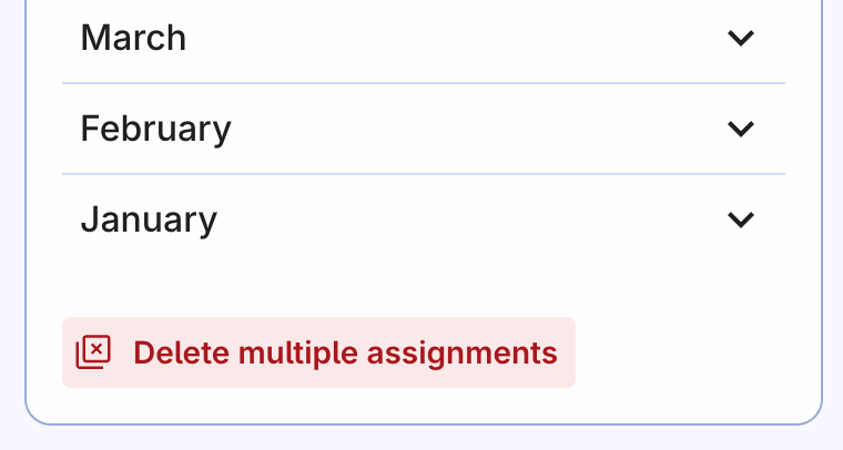 Delete multiple assignments in meeting schedule in Organized