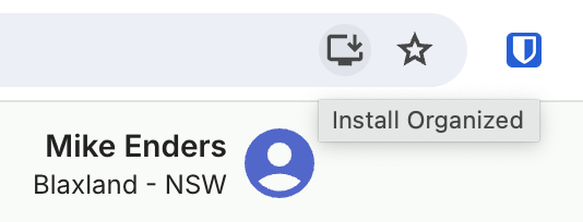 Install Organized PWA app on Windows using Google Chrome browser